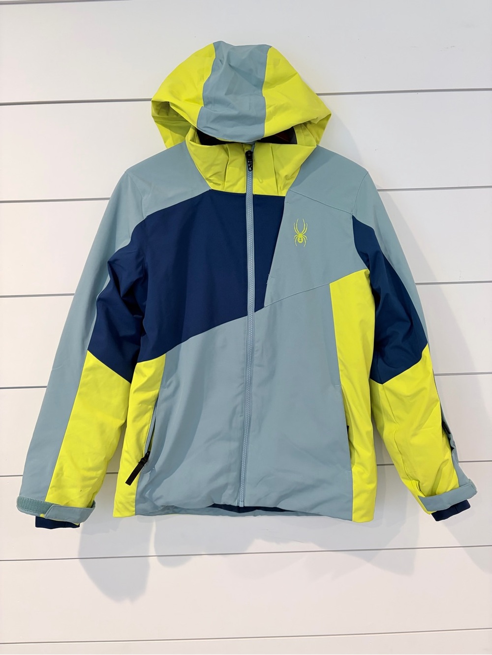 Spyder Ski Jacket 18 Colorblock Neon Gorpcore Snowboard Hooded Winter